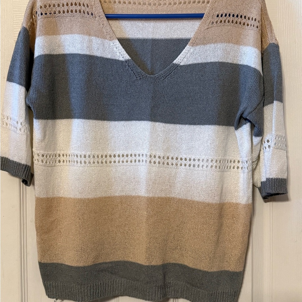 Striped V-Neck top size small